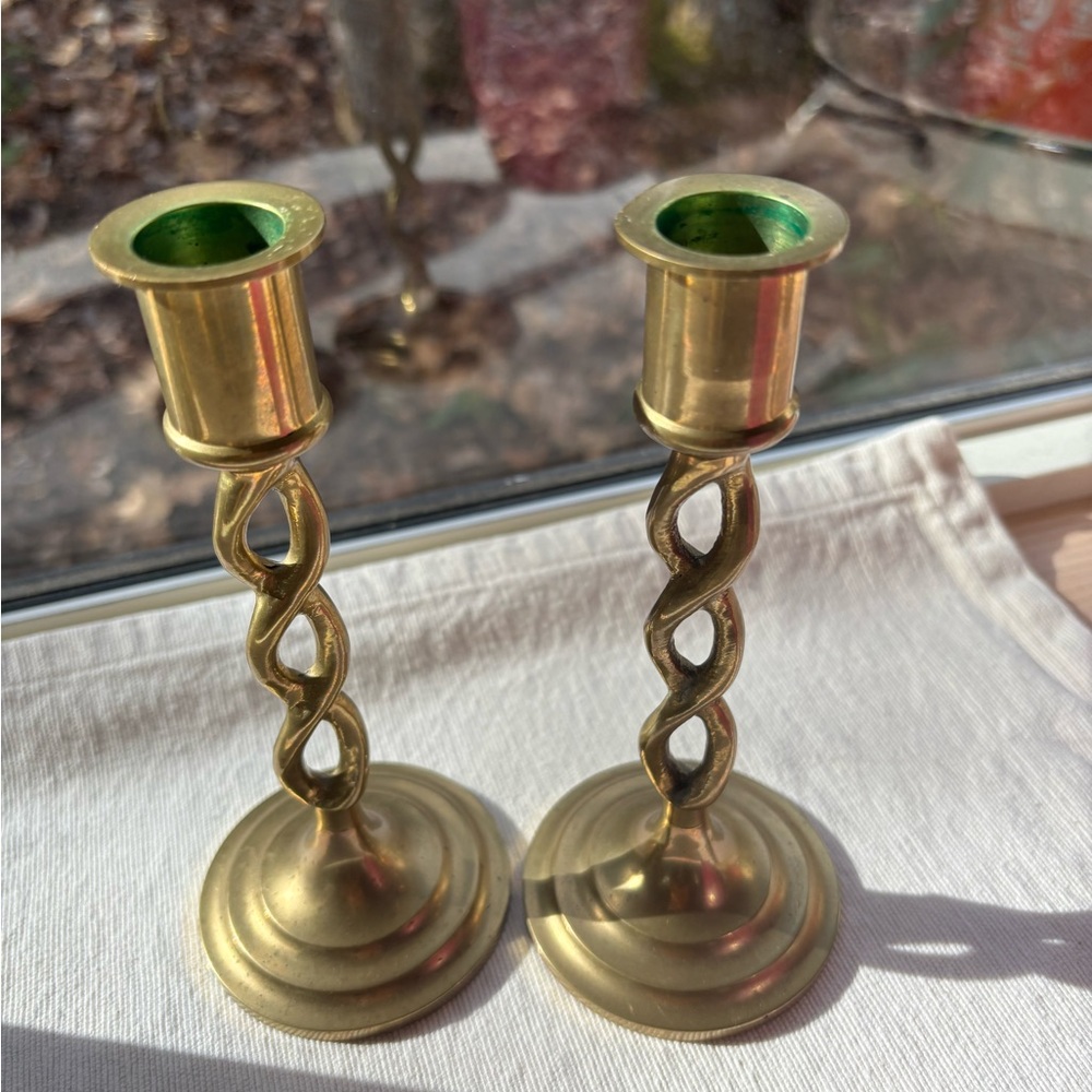 Elegant Brass Candlestick Holders